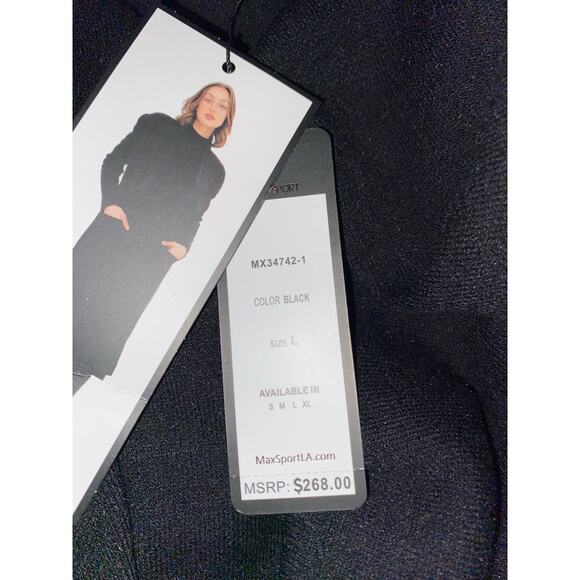 NWT $268 Black size Large Open Thick Heavy Long Sleeve Sweater with Pockets - Picture 12 of 12